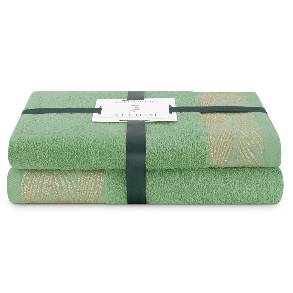 Asciugamano ALLIUM colore verde stile classico 50x90+70x130 AmeliaHome
