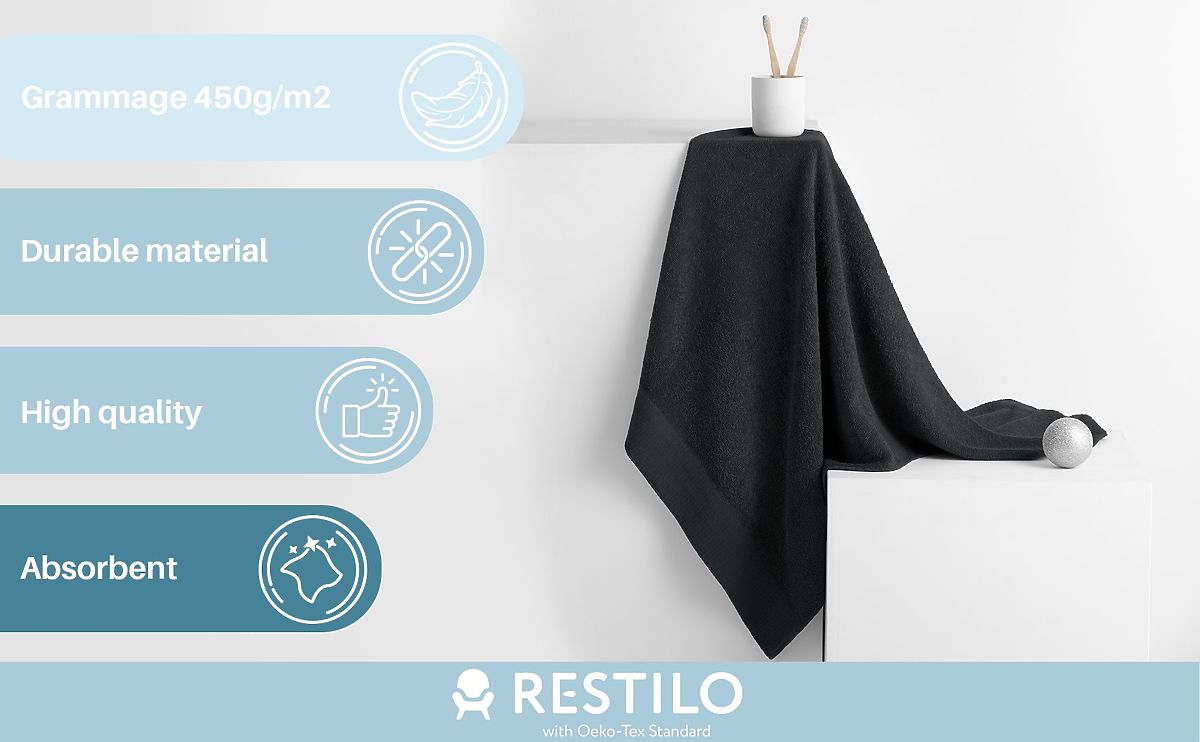 Asciugamano AMARI - AMELIAHOME colore nero stile classico 30x50 AmeliaHome