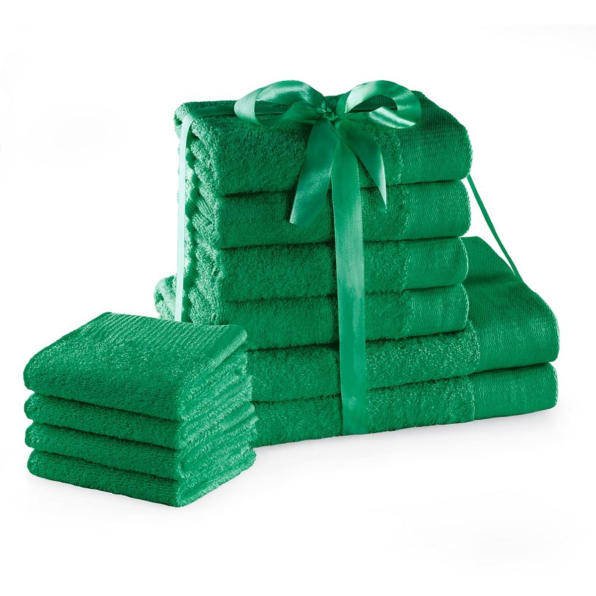 Asciugamano AMARI - AMELIAHOME colore verde bottiglia stile classico 2*70x140+4*50x100+4*30x50 Ameli