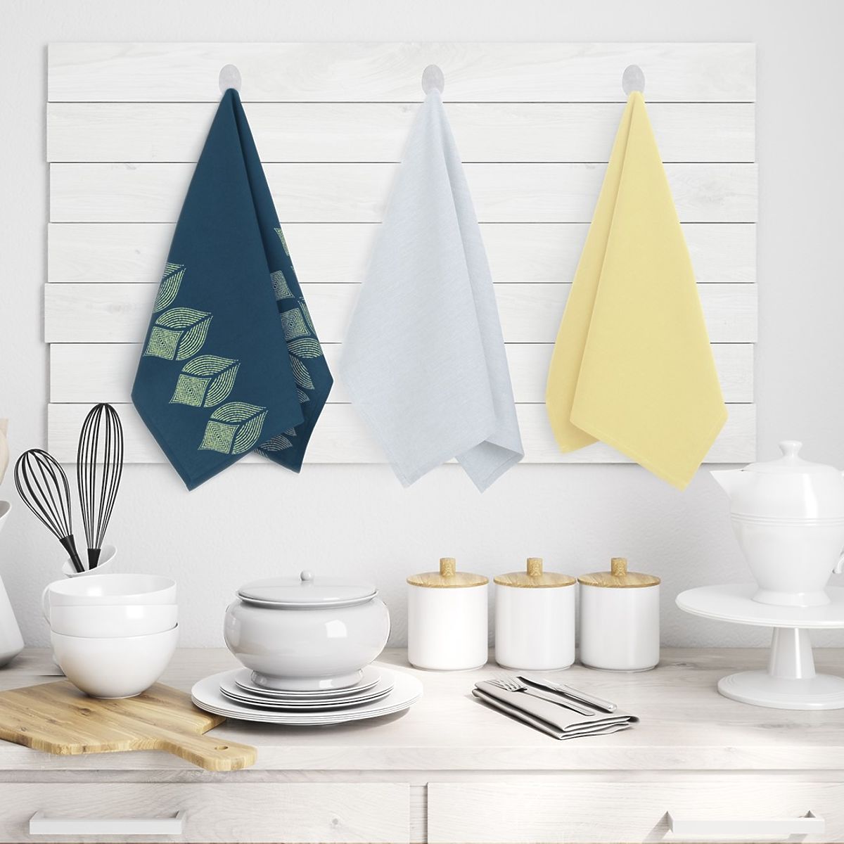 Asciugamano da cucina LETTY colore giallo motivo stampato stile moderno classico 50x70 ameliahome