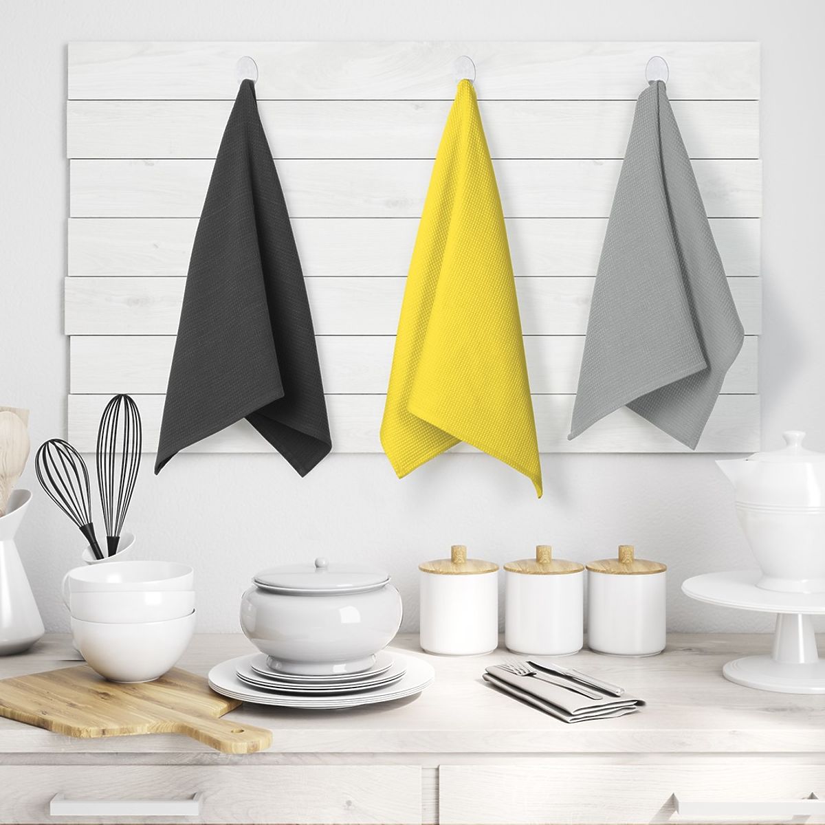 Asciugamano da cucina LETTY colore grigio con motivo classico in rilievo stile classico 50x70 amelia