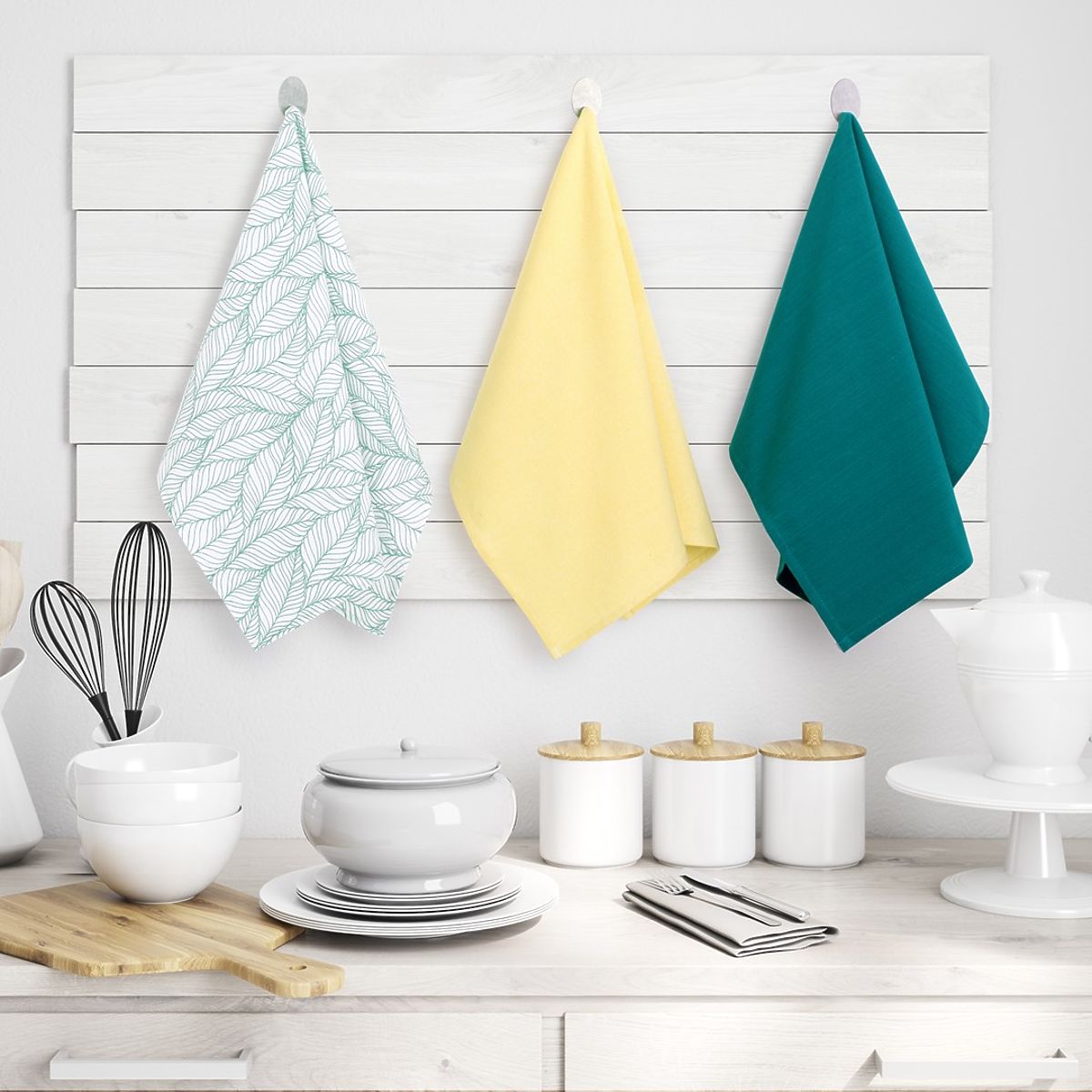 Asciugamano da cucina LETTY colore turchese motivo stampato stile moderno 50x70 ameliahome