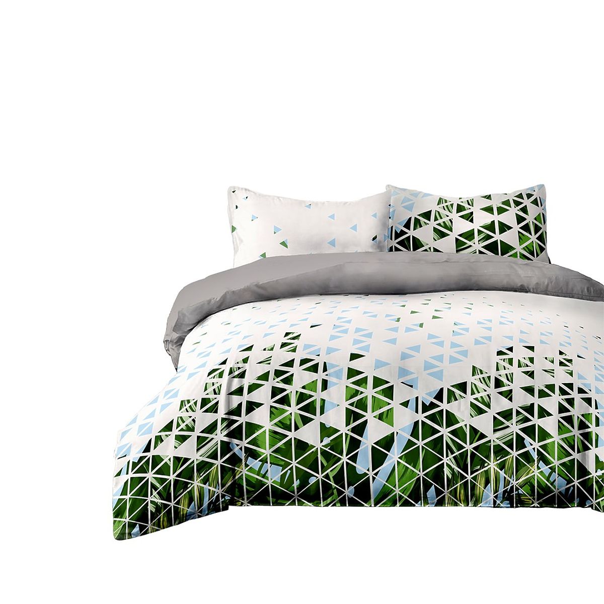 Biancheria da letto BASIC colore verde motivo vegetale stampato stile moderno 155x220*2+80x80*2 Amel