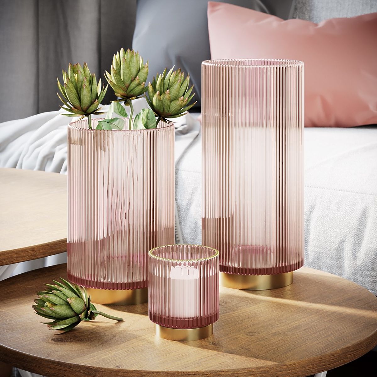 Candelabro POMPEY colore rosa cipria ameliahome