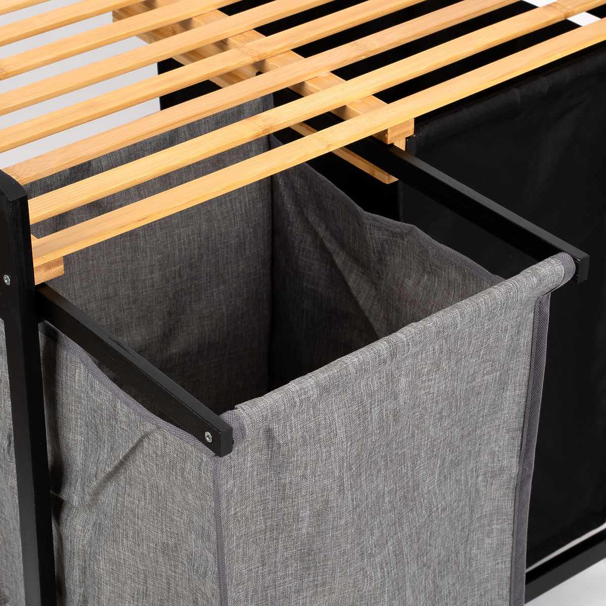 cesto per biancheria o giocattoli in bambù HANOI BLACK 2 scomparti DUO COLORE