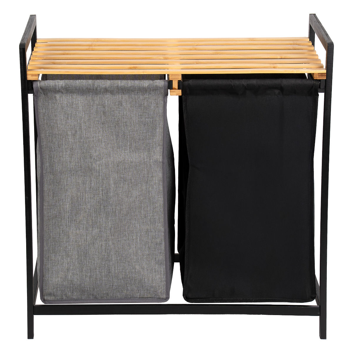 cesto per biancheria o giocattoli in bambù HANOI BLACK 2 scomparti DUO COLORE