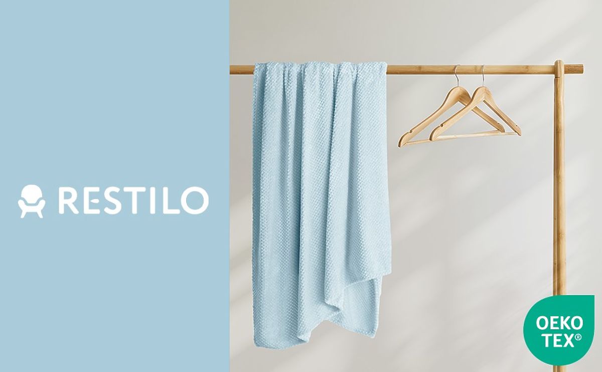 Coperta HENRY colore blu con goffratura jacquard stile moderno 170x210