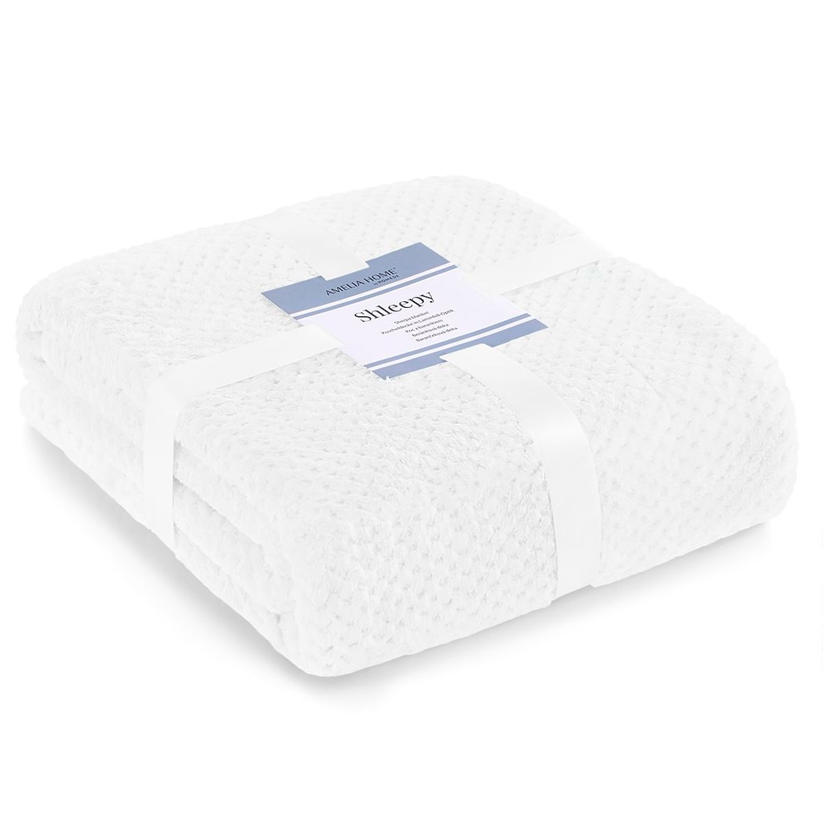 Coperta SHLEEPY colore bianco con motivo jacquard stile classico 130x180