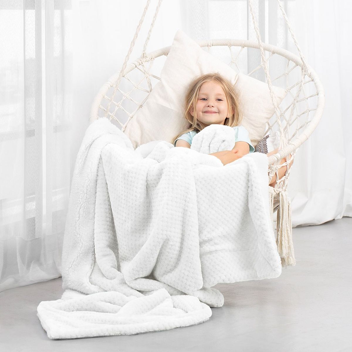 Coperta SHLEEPY colore bianco jacquard classico stile 170x210