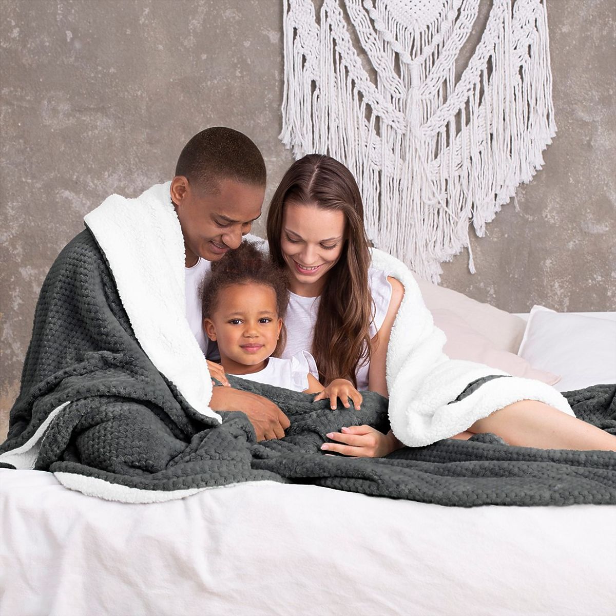 Coperta SHLEEPY colore grafite jacquard classico stile 170x210