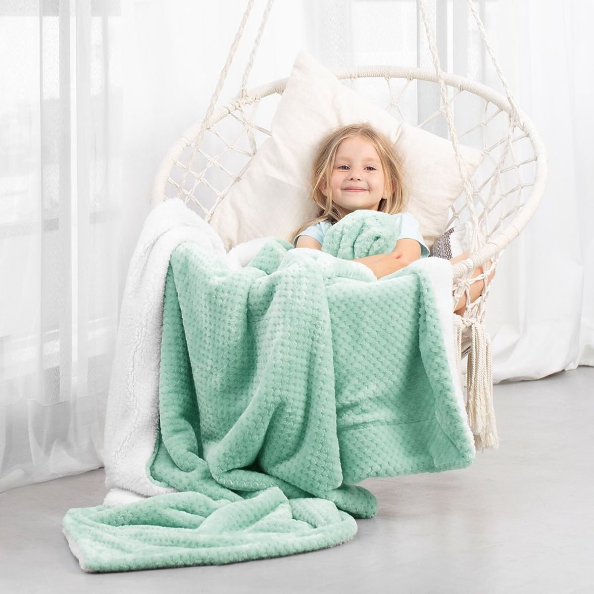 Coperta SHLEEPY colore menta jacquard classico stile 130x180