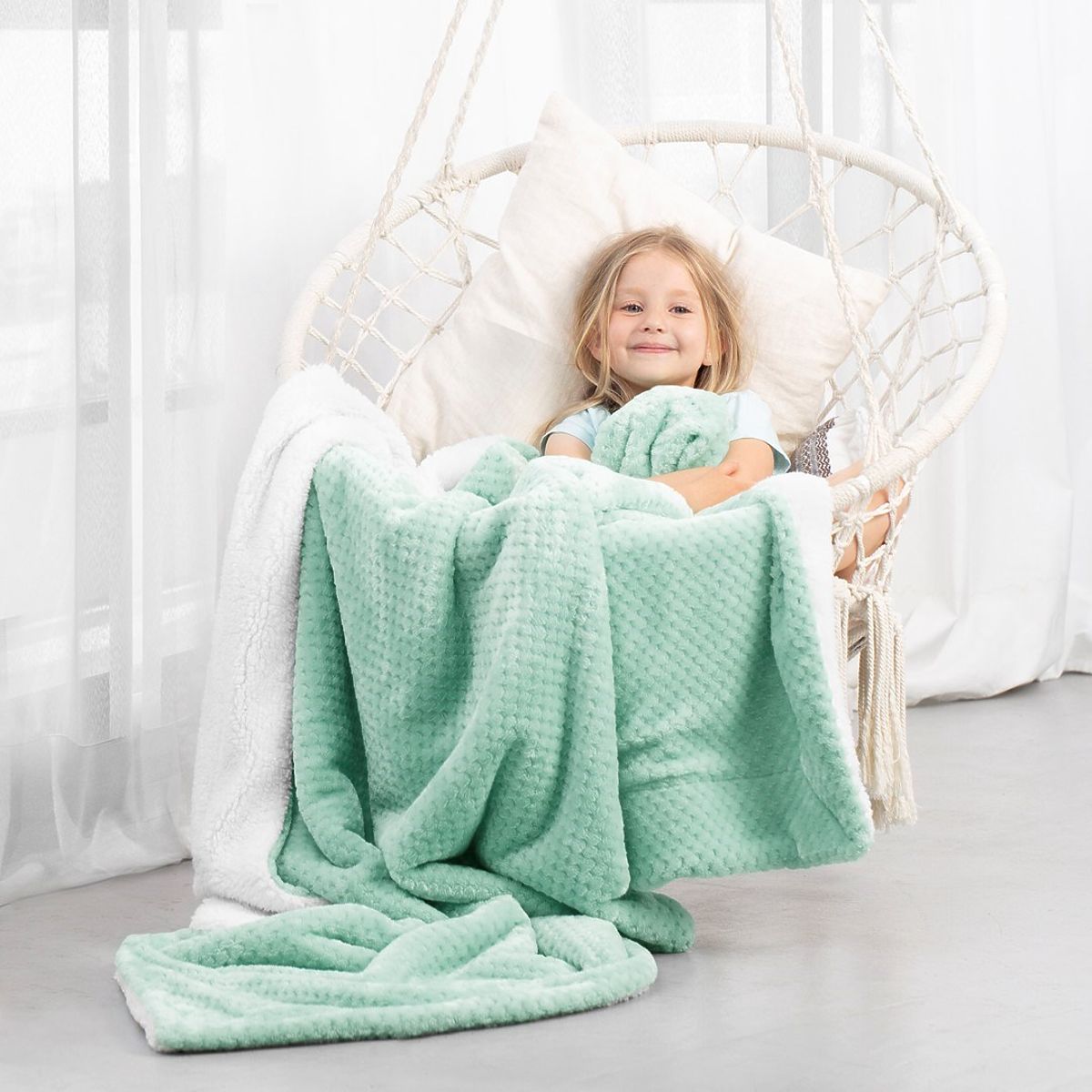 Coperta SHLEEPY colore menta jacquard pressato stile classico 220x240