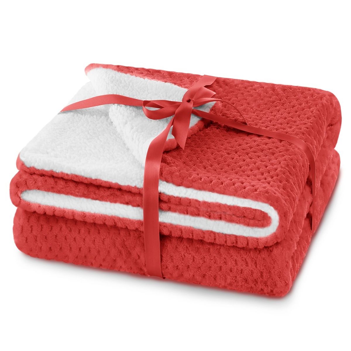 Coperta SHLEEPY colore rosso jacquard goffrato stile classico 130x180