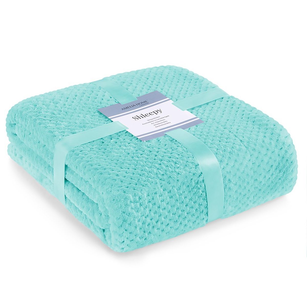 Coperta SHLEEPY colore turchese jacquard in rilievo stile classico 130x180