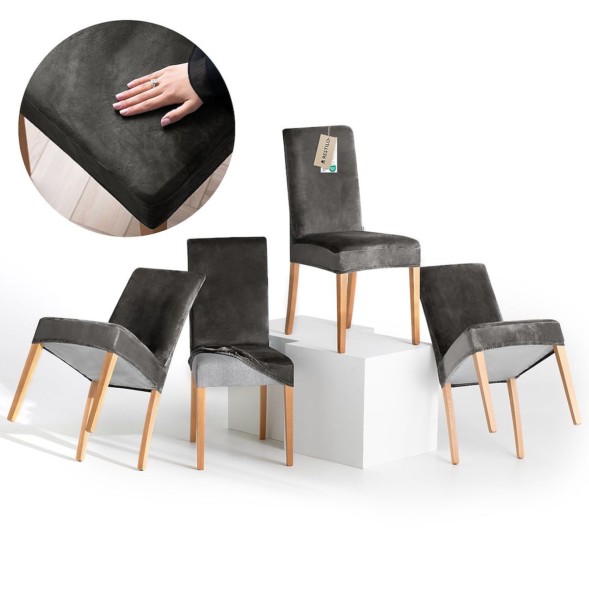 Copertura per sedia RESTILO SENTO colore acciaio stile classico liscio