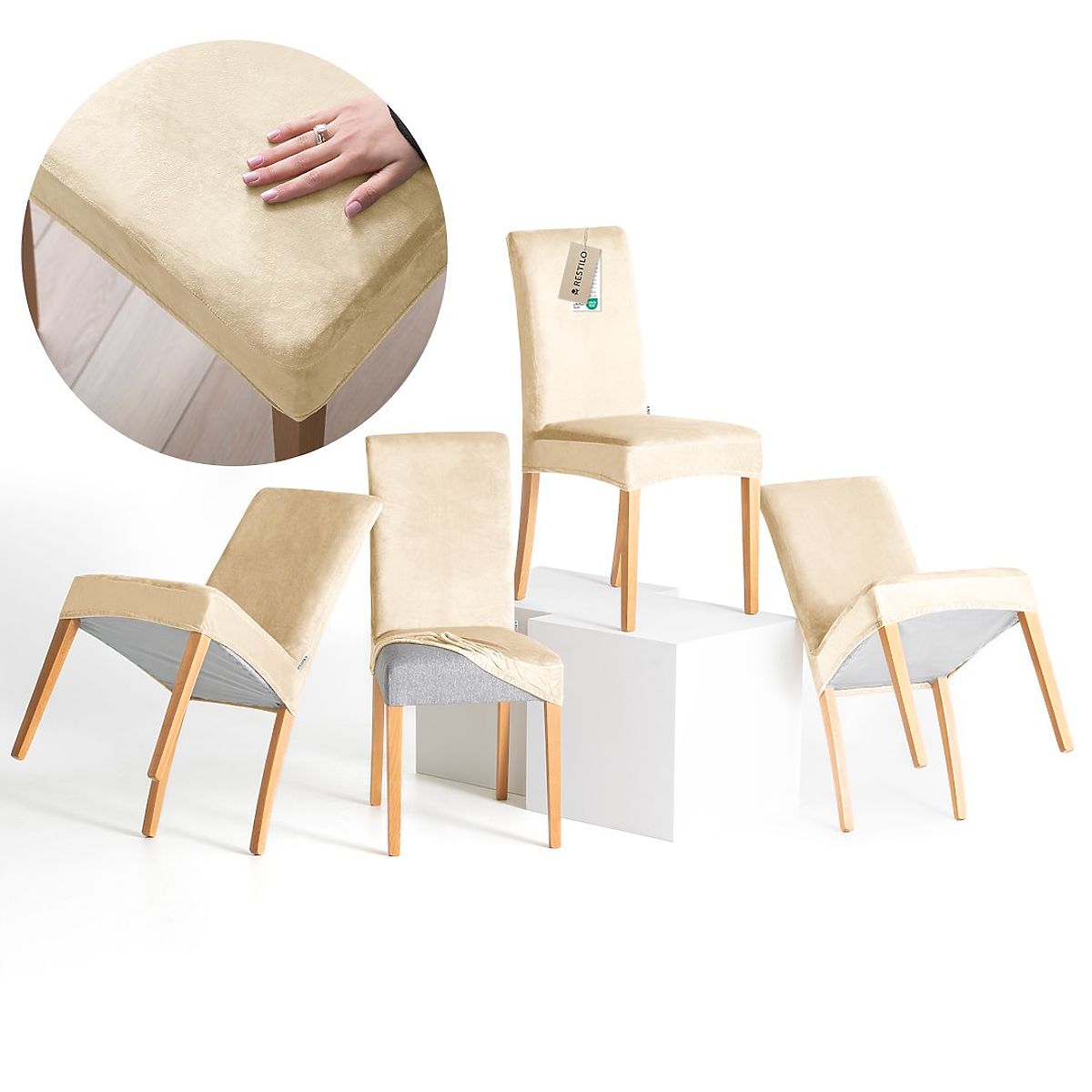 Copertura per sedia RESTILO SENTO colore beige chiaro stile classico liscio