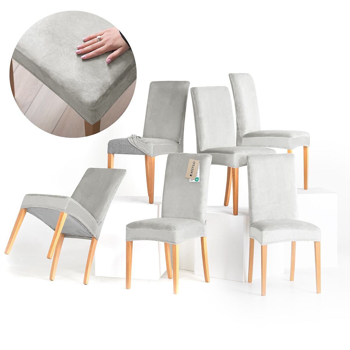 Copertura per sedia RESTILO SENTO colore grigio liscio stile classico