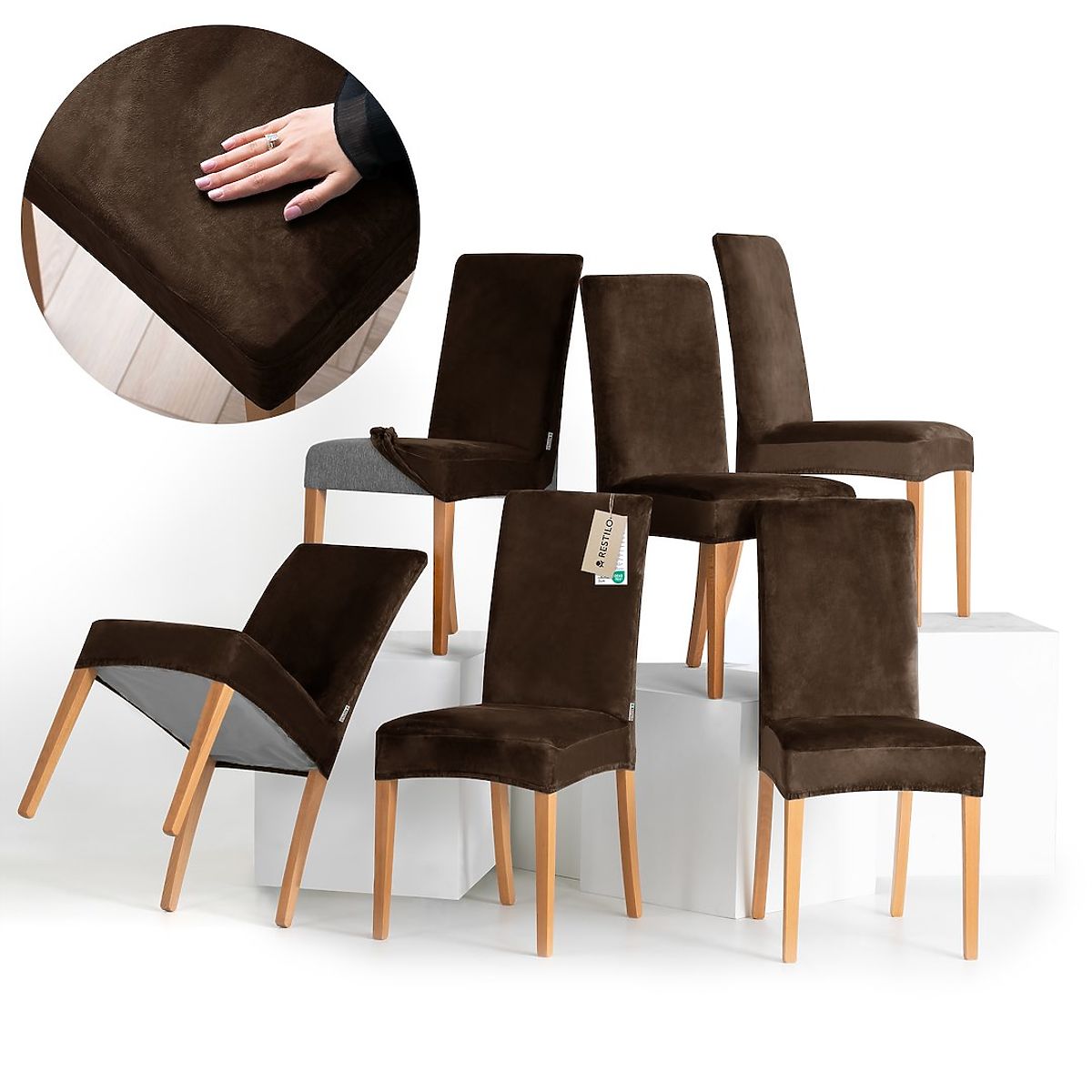 Copertura per sedia RESTILO 6 SENTO colore marrone stile classico liscio