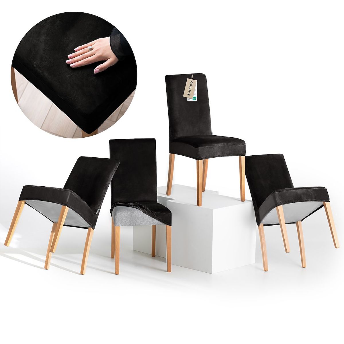 Copertura per sedia RESTILO SENTO colore nero stile classico liscio