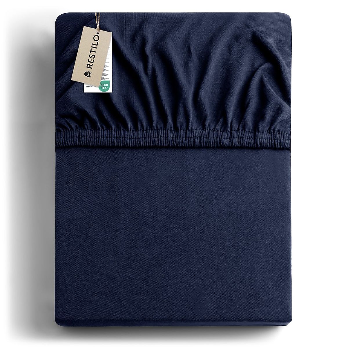 Lenzuolo AMBER colore blu navy stile classico materiale jersey 220-240x220 DecoKing