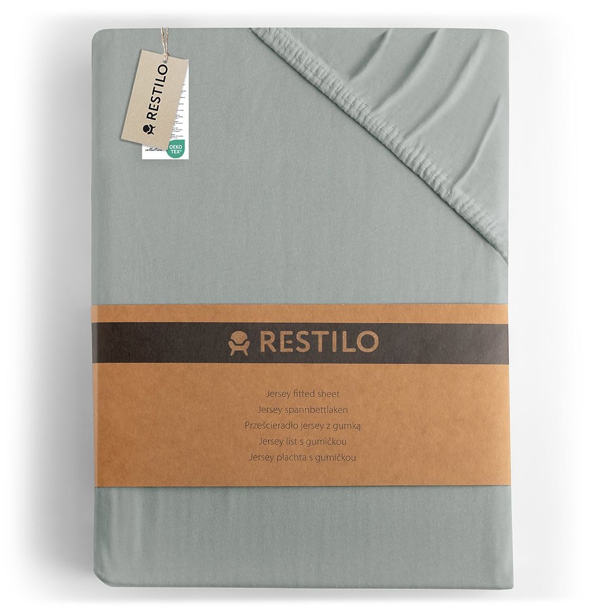 Lenzuolo AMBER colore grigio stile classico materiale jersey 80-90x200 DecoKing