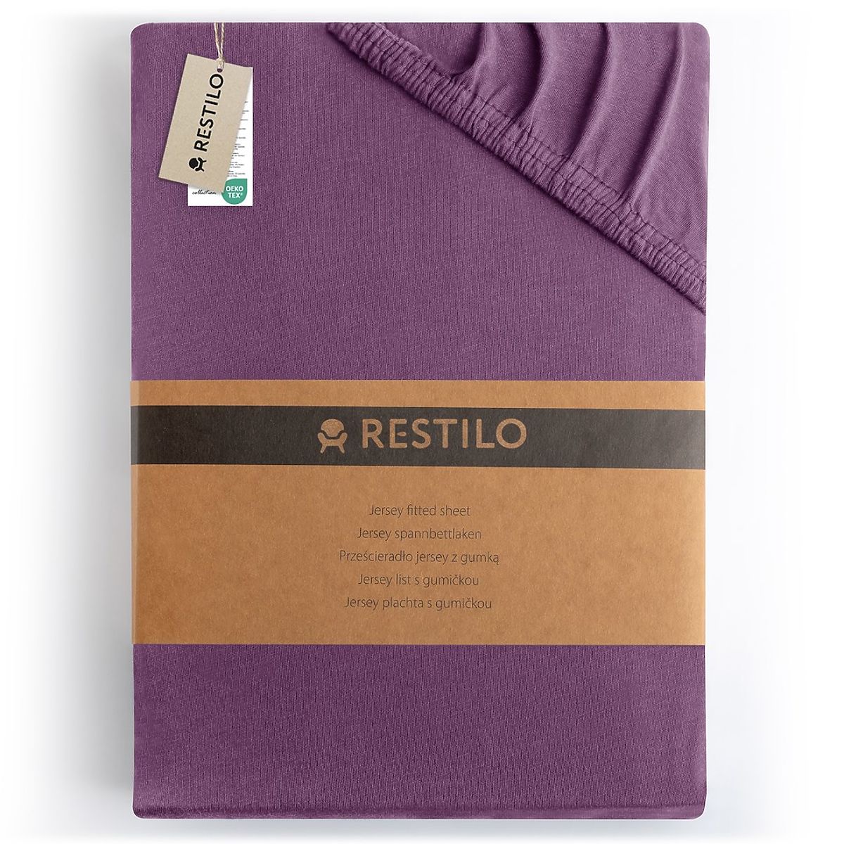 Lenzuolo AMBER colore viola stile classico materiale jersey 80-90x200 DecoKing