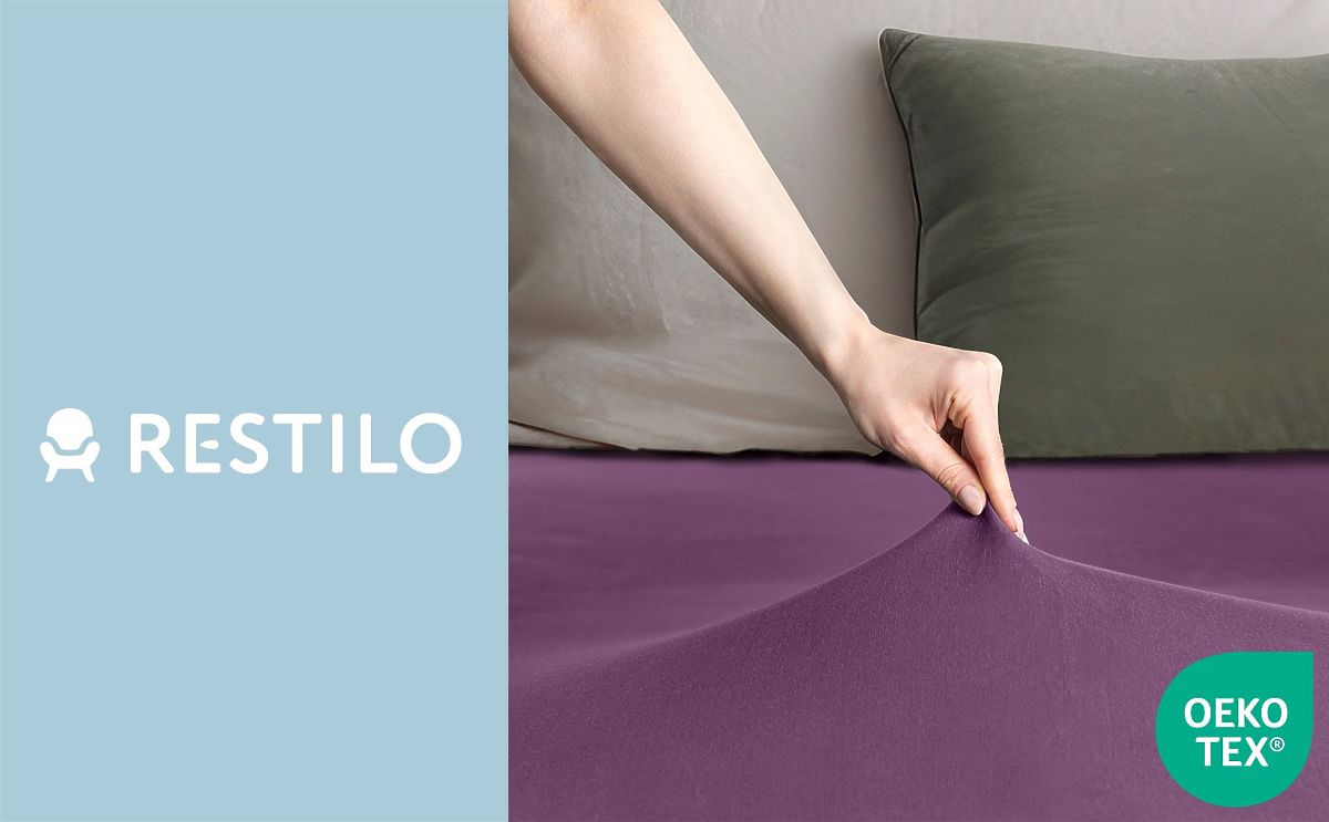 Lenzuolo AMBER colore viola stile classico materiale jersey 80-90x200 DecoKing