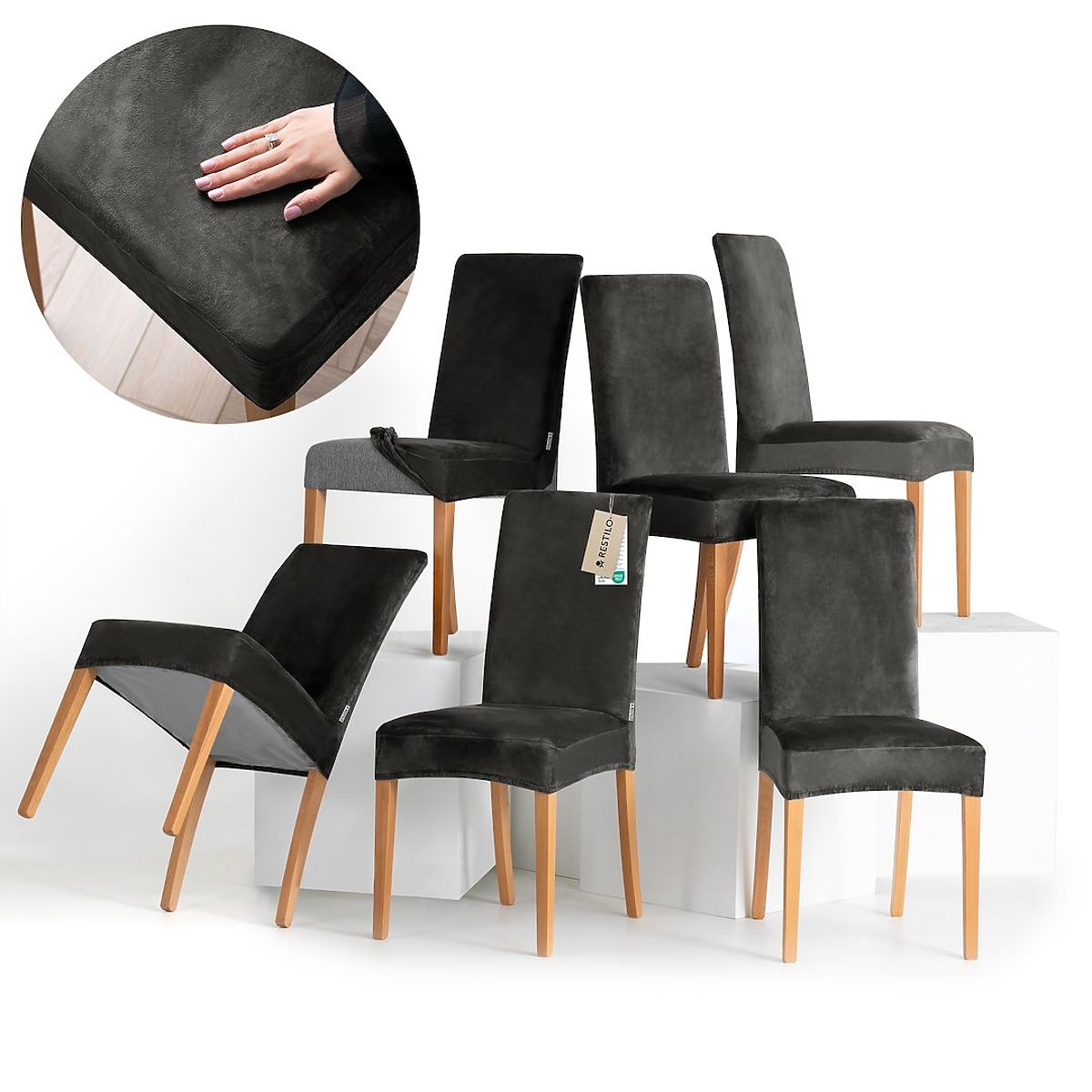 Copertura per sedia RESTILO SENTO colore acciaio stile classico liscio