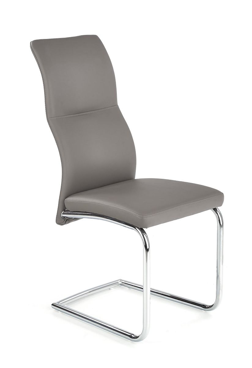 Set di 2 sedie in metallo cromato ARCO in ecopelle, grigio cenere