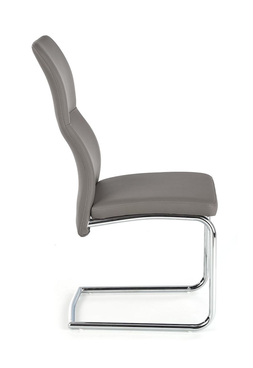 Set di 2 sedie in metallo cromato ARCO in ecopelle, grigio cenere