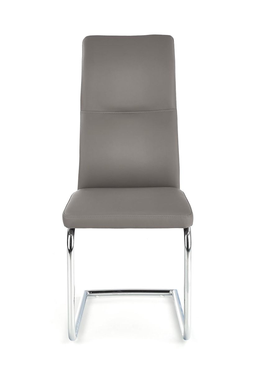 Set di 2 sedie in metallo cromato ARCO in ecopelle, grigio cenere