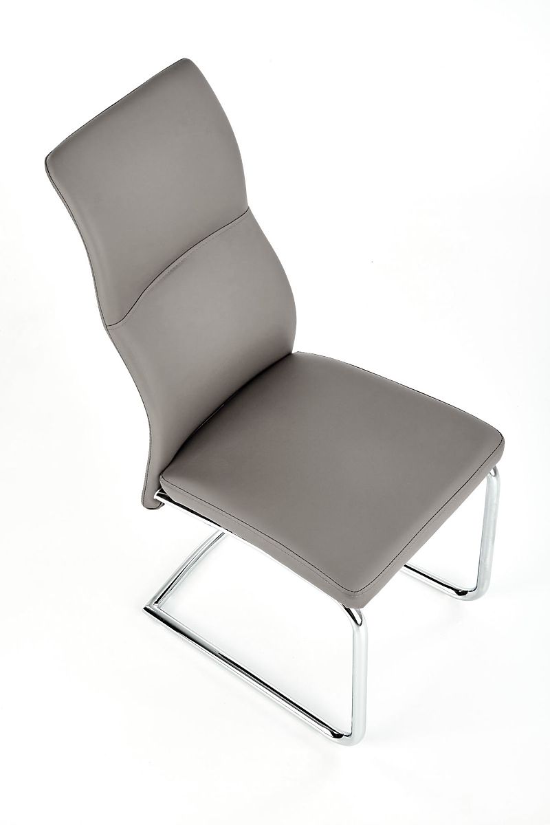 Set di 2 sedie in metallo cromato ARCO in ecopelle, grigio cenere