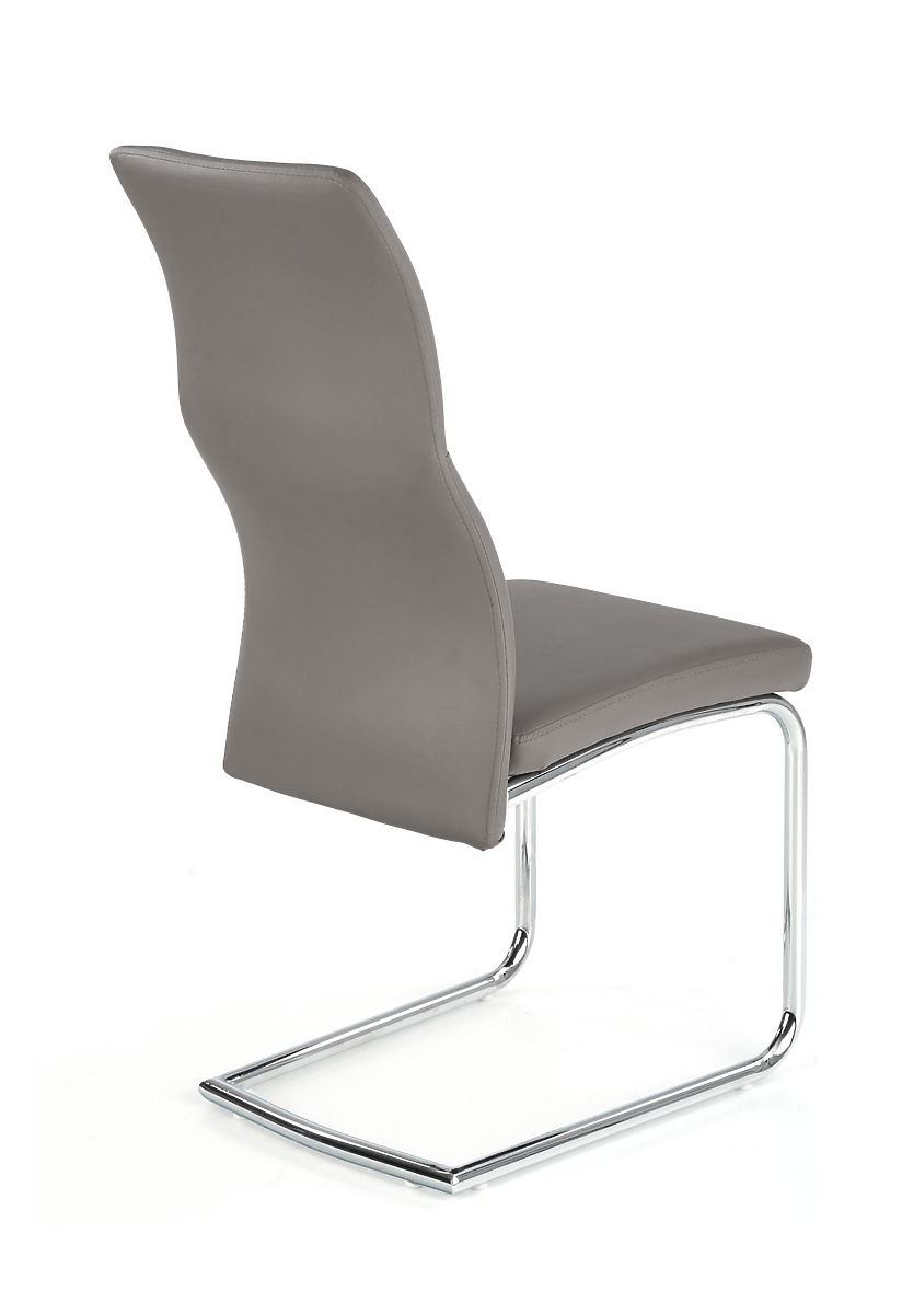 Set di 2 sedie in metallo cromato ARCO in ecopelle, grigio cenere