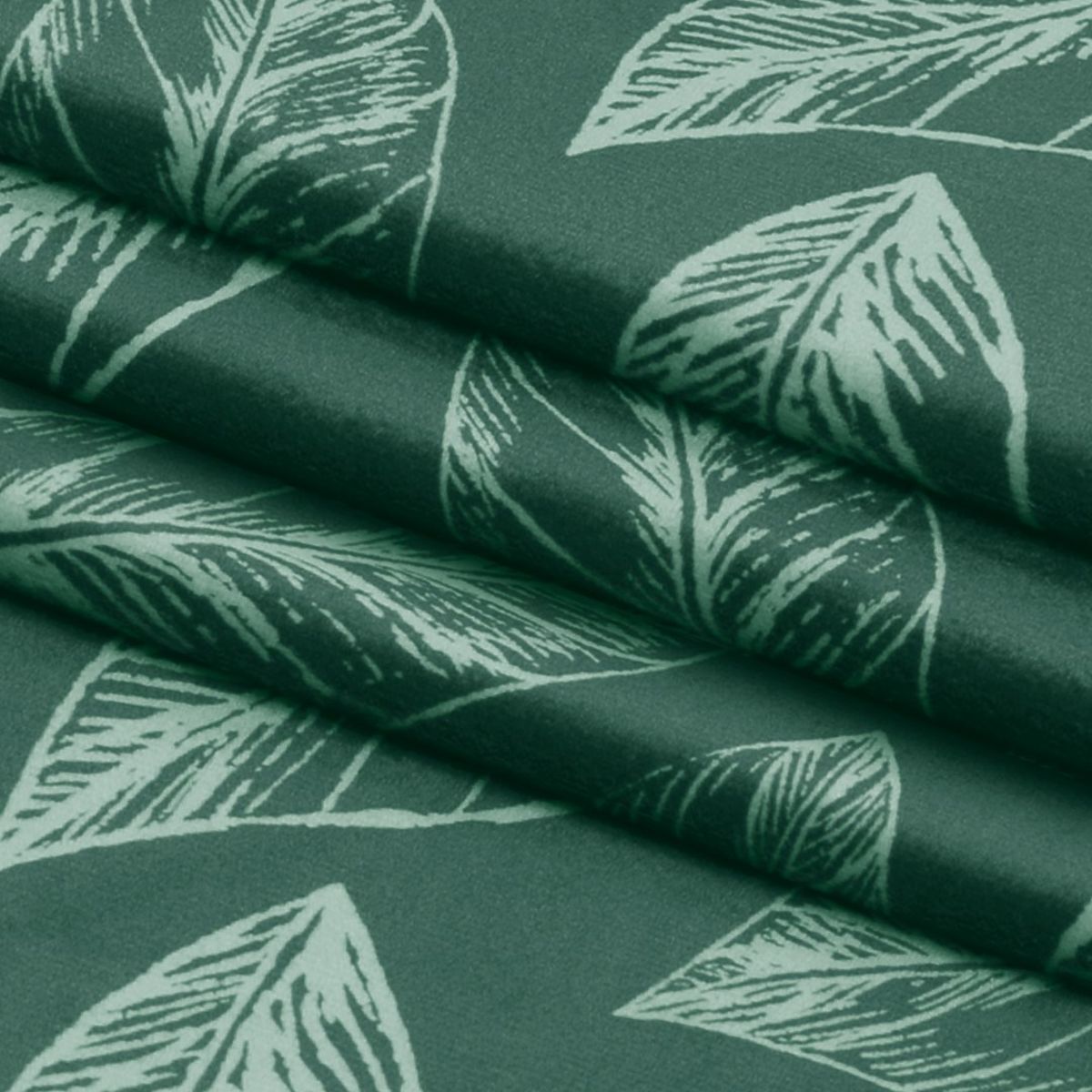 Tenda CALM colore verde bottiglia motivo vegetale stampato stile classico anelli metallici argentati