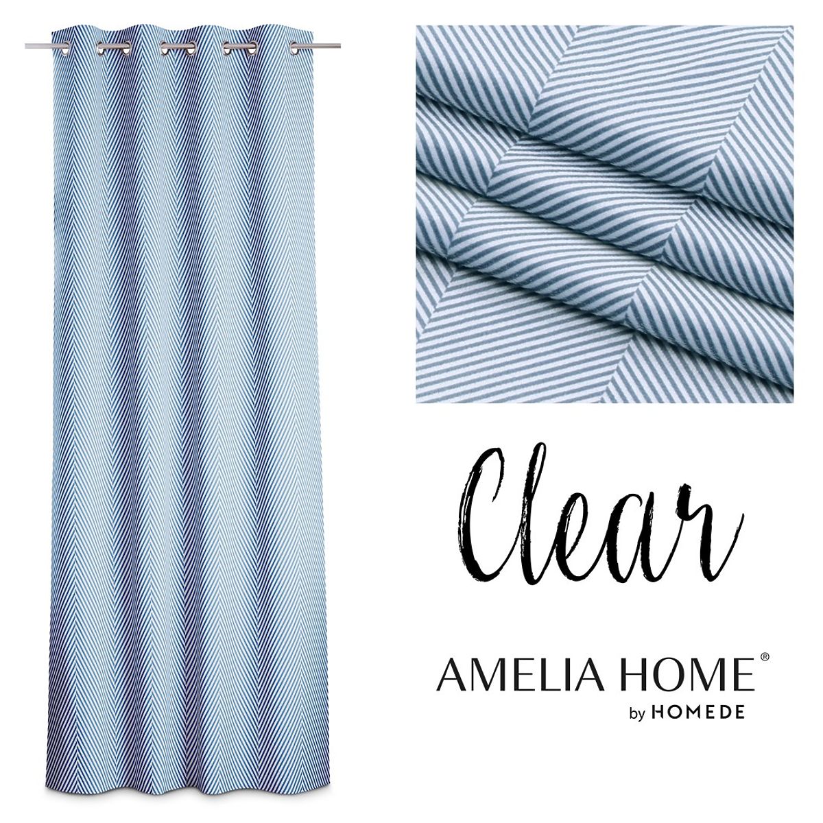 Tenda CLEAR colore blu scuro motivo stampato stile boho classico occhielli metallici argentati