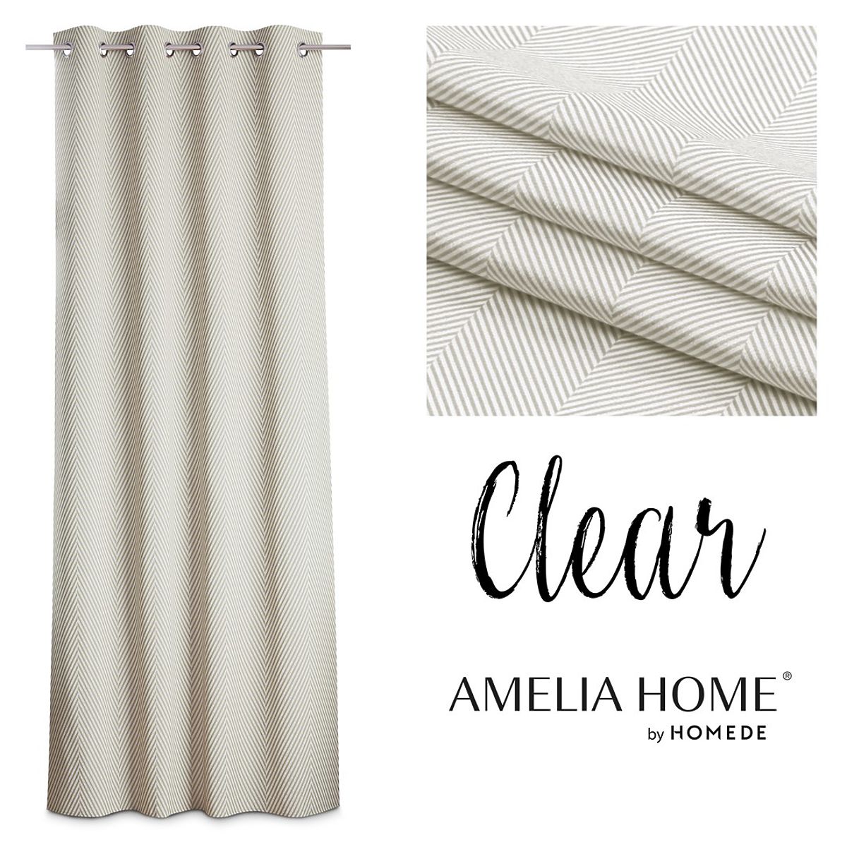 Tenda CLEAR colore cappuccino motivo stampato stile boho classico occhielli metallici argentati