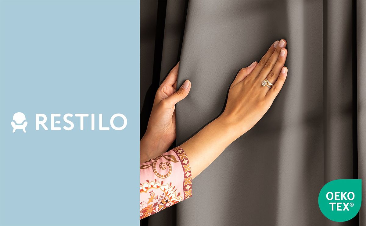 Tenda RESTILO BLACKOUT colore beige, fascetta per fissaggio, stile classico, nastro, materiale black