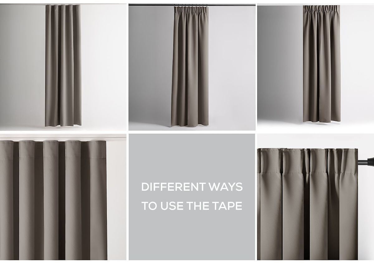 Tenda RESTILO BLACKOUT colore beige, fascetta per fissaggio, stile classico, nastro, materiale black