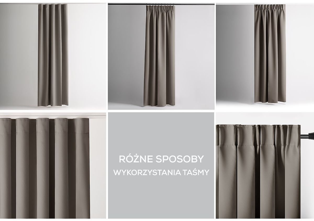 Tenda RESTILO BLACKOUT colore beige, fascetta per fissaggio, stile classico, nastro, materiale black