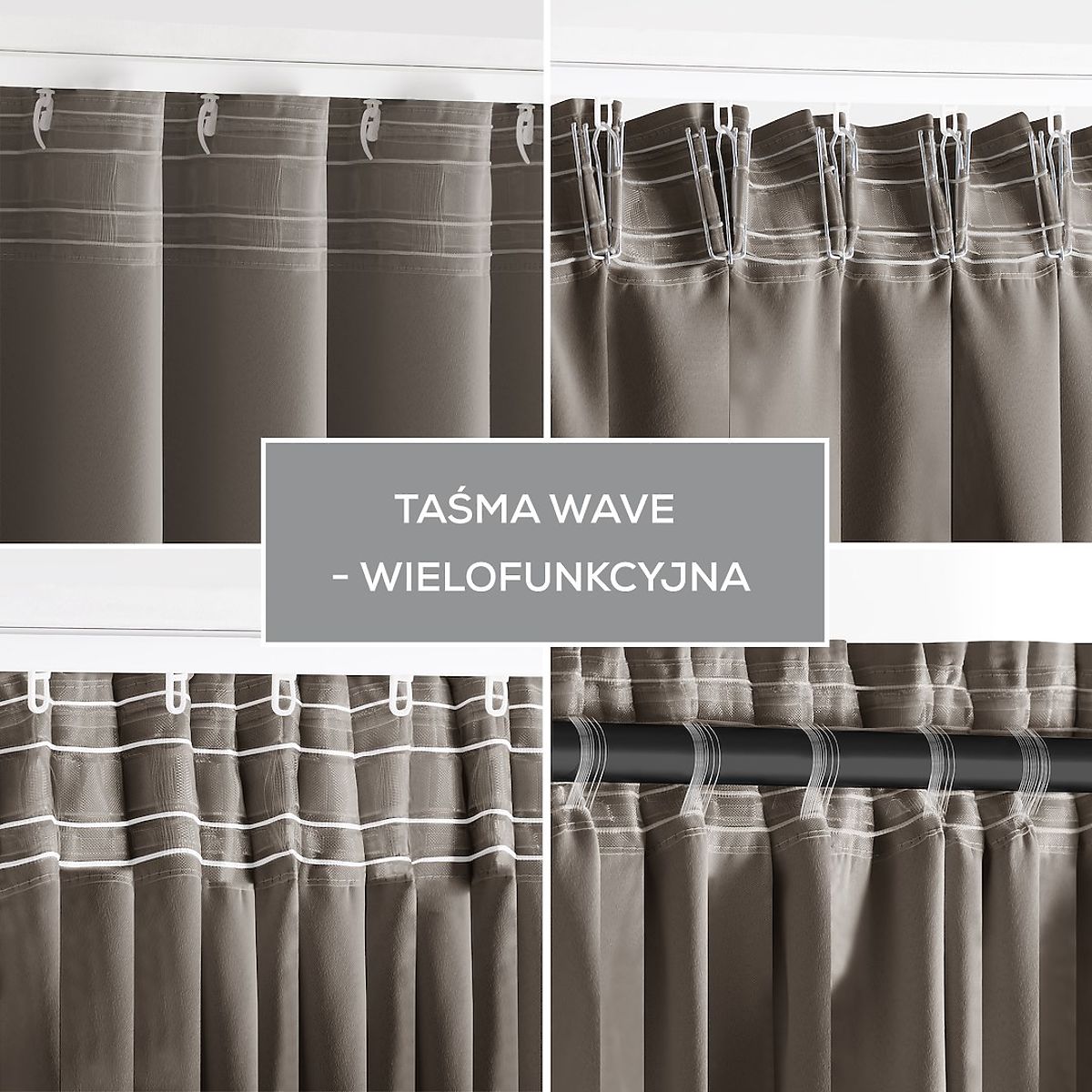 Tenda RESTILO BLACKOUT colore beige, fascetta per fissaggio, stile classico, nastro, materiale black