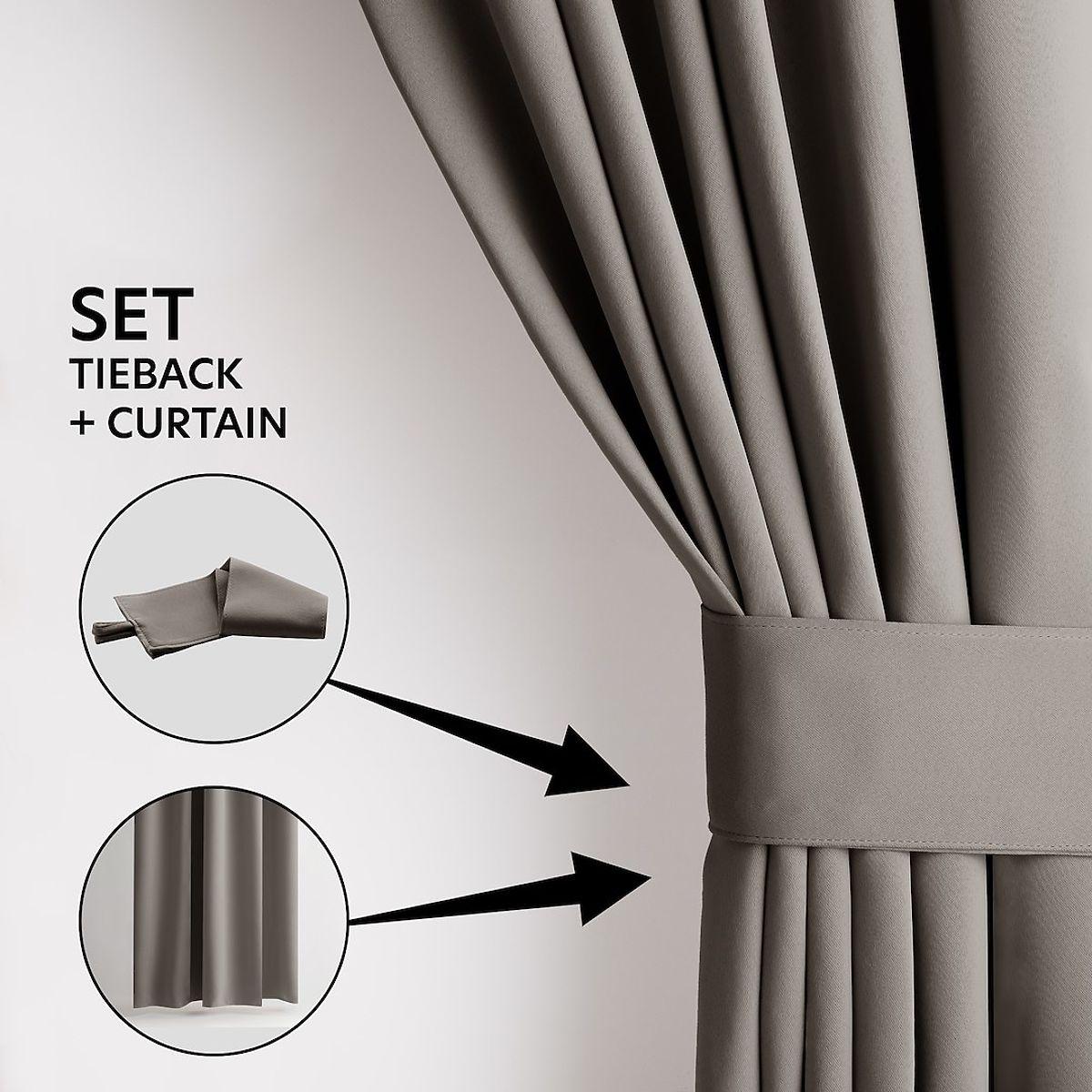 Tenda RESTILO BLACKOUT colore beige, fascetta per fissaggio, stile classico, nastro, materiale black