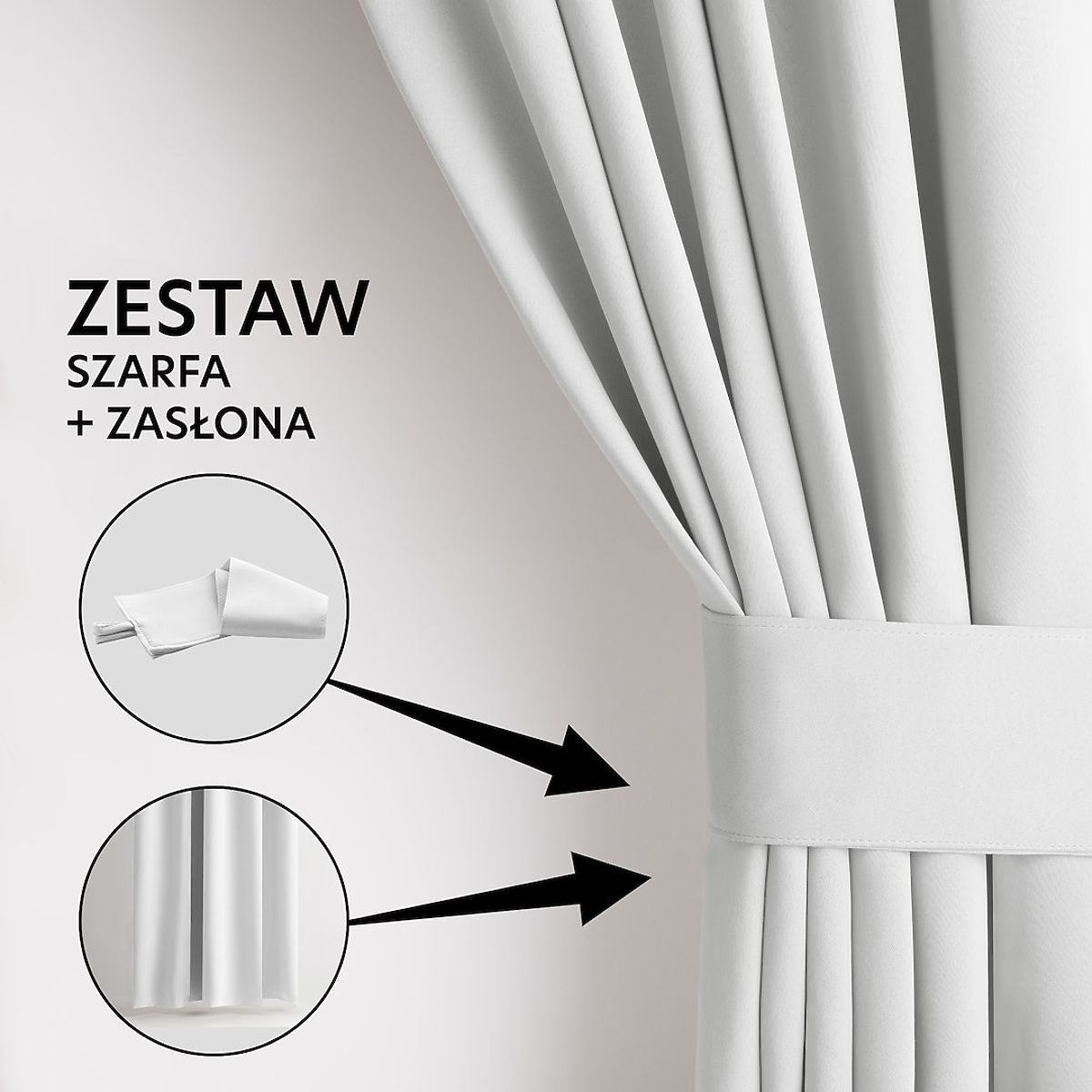 Tenda RESTILO BLACKOUT colore bianco, stile classico, anelli argentati, materiale blackout