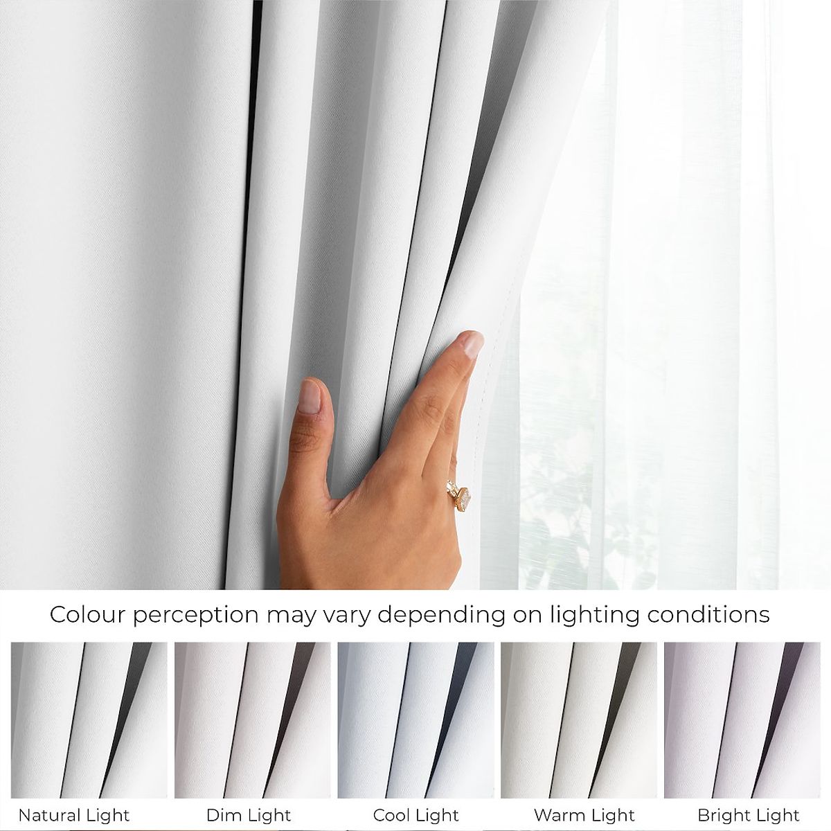 Tenda RESTILO BLACKOUT colore bianco, stile classico, anelli argentati, materiale blackout