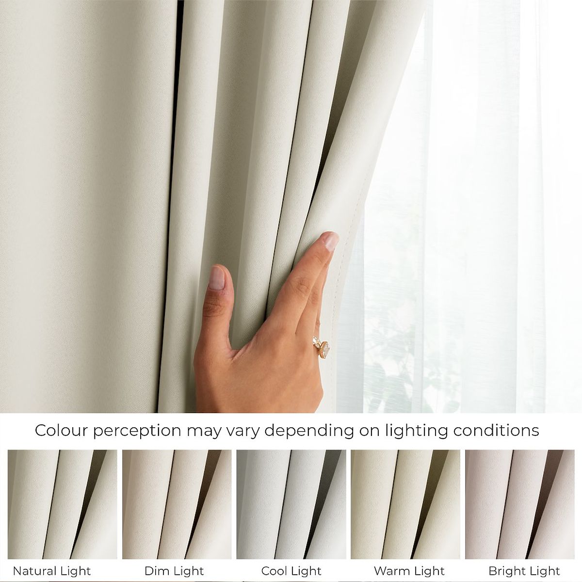Tenda RESTILO BLACKOUT colore crema, stile classico, occhielli argentati, materiale bl