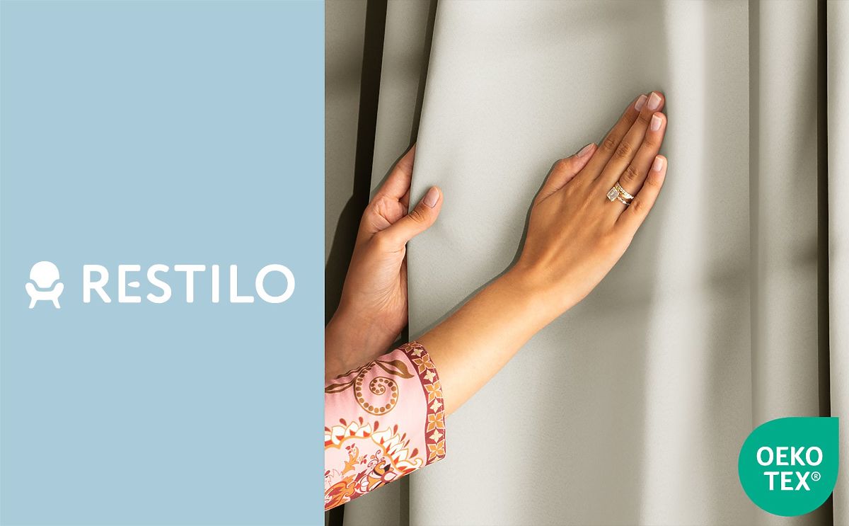 Tenda RESTILO BLACKOUT colore crema, stile classico, occhielli argentati, materiale bl