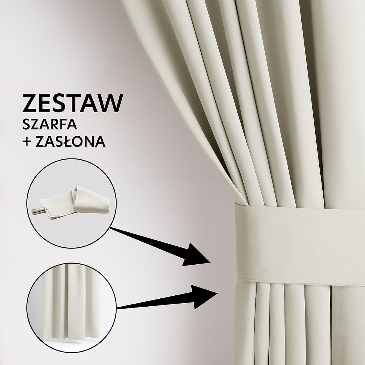 Tenda RESTILO BLACKOUT colore crema, stile classico, occhielli argentati, materiale bl