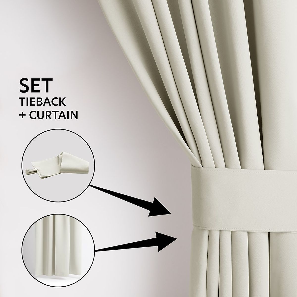 Tenda RESTILO BLACKOUT colore crema, stile classico, occhielli argentati, materiale bl