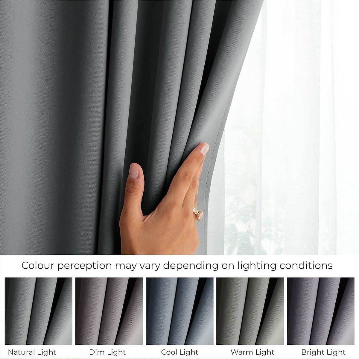 Tenda RESTILO BLACKOUT colore grigio, sciarpa, stile classico, occhielli argento, materiale blackout