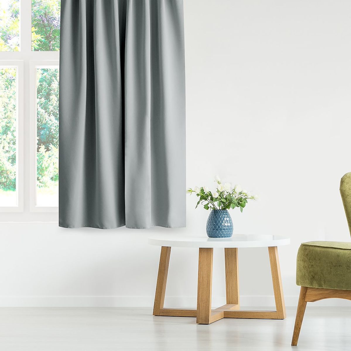 Tenda RESTILO BLACKOUT colore grigio, sciarpa, stile classico, occhielli argento, materiale blackout