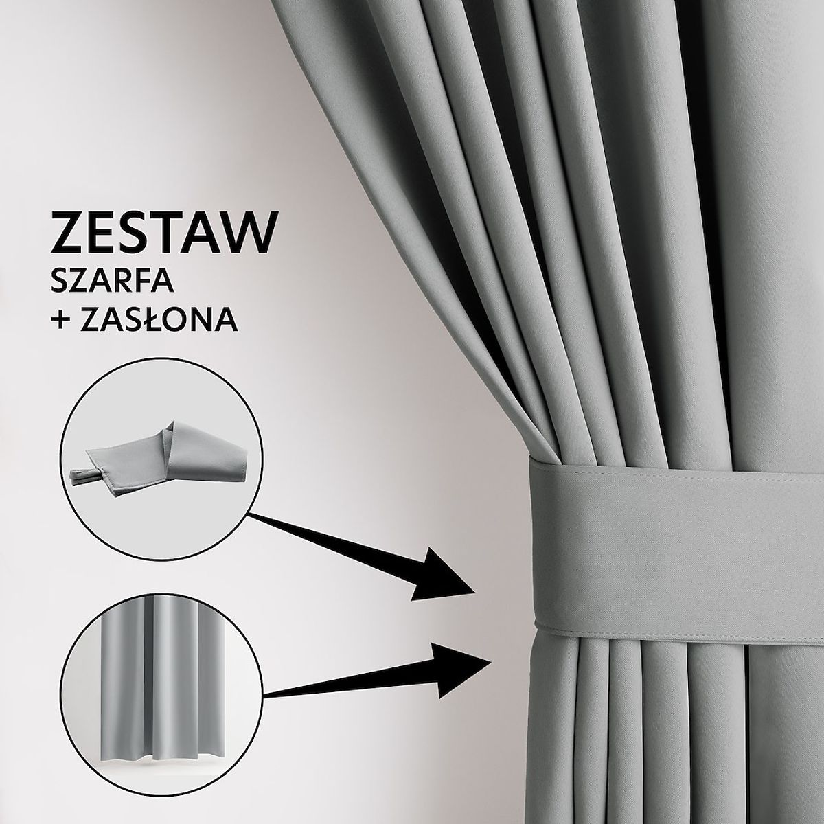 Tenda RESTILO BLACKOUT colore grigio, sciarpa, stile classico, occhielli argento, materiale blackout